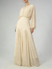 Solid Spliced Folds Minimalist Dresses for Women Round Neck Long Sleeves High Waist Elegant Dress Female Autumn