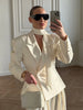 Solid Slim Elegant Jacket Women's Autumn Lace Up Patchwork Long Sleeve Bodycon Blazer Femme Office Commuter Coats