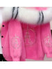 Autumn And Winter Warm Solid Color Thick Hooded Imitation Mink Fur Coat With Rhinestone And Fur Collar Women's Top Cardigan