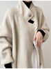 Advanced Gray Standing Collar Long Woolen Coat For Women'S Autumn And Winter Clothing, Double-Sided Woolen Coat