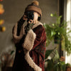 Women Corduroy Print Floral Parkas Red Winter Coats Warm Patchwork Wool Plus Cotton Women Loose Pullover Parkas