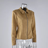 Vintage Waist Cinching Women Short Coat Long Sleeve Zipper Crop Lapel Coats Lady Daily Commute Street Outerwear