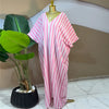 Fall Holiday Half Batwing Sleeve Striped Print Loose Long Dress Street Women Party Vestidos Maxi Dresses Vestidos