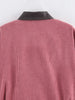 Spring Pink Casual Jacket Women's Loose Fit Streetwear Front Zipper Pockets Lounge Wear Daily Outerwear