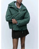 Quilted coat for women Quilted Jacket With Ties beige drawstring high neck pocket clip cotton jacket for women