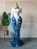Women Tie Dye Print Patchwork Stacked Ruched Long Sleeve Midi A-line Maxi Long Dress Party Education Dresses