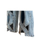 Women Vintage Cutout Hollow Out Criss Cross Straight Denim Pants High Waist Wide Leg Jeans Trousers