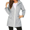 Windproof Waterproof Raincoat Long Jacket Hooded Women Autumn Winter Outdoor Hiking Clothes Long Rain Tops Rainwear Lightweight