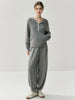 Women Cashmere Pants Autumn Winter Casual Loose Long Bloomers 100% Cashmere Knit Pants Chic Drawstring Pocket Cashmere Trousers