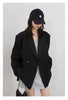 Women Blazers Solid Loose Double-breasted Wide Shoulder Office Ladies Suit Jacket Oversized Coat Spring Autumn