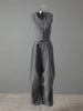 Gray 3 Piece Set Women's Lapel Blazer Short Vest High Waist Drawstring Wide Leg Pants Suit Autumn