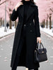 Women's Classic Double-Breasted Trench Coat, Elegant Belted Long Jacket - Warm Thickened Lining Woolen Winter