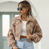 Autumn Cropped Corduroy Jackets Overcoat Single Breasted Lantern Sleeve Coats Women Vintage Winter Women Jacket 18047