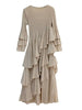 Spring Ruffles Pleated Dress Women Round Neck Flare Sleeves Loose Chic Long Length Female Party Clothes 2DA3391