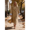 Casual Khaki Trench Coat Women Lapel Long Sleeve Double Breasted Pocket Loose Windbreaker Autumn Lady Commute Outwear