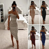 Women Christmas Party Dress Sequined Irregular Hem Evening Dress Low-cut Prom Wedding Party Formal Slit Hem Ladies Midi Dress