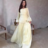 Women's Draped Design Solid Long Dress Casual Commute Waist Party Dresses Elegant O-neck Long Sleeve Evening Dress