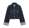 Women Denim Set Casual Lapel Long Sleeve Crop Jacket Buttons Female Vintage Wide Leg Loose Jeans Long Pants