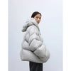 Stylish Silhouette 90% White Goose down Hooded down Jacket for Women, Curved Sleeve Puffer Coat, Thickened Outerwear, Winter Model