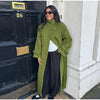 Women's High Stand Collar Double Breasted Woolen Overcoat Belted Waist Maxi Long Cuff Strap Loose Solid Coat Winter Urban Coats