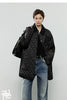 Women Cotton Jacket Winter Retro Diamond Grid Workwear Large Pocket Mid Length Jacket Brown