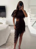 Women Sexy Patchwork Lace Dress Hollow Waist Asymmetrical Mini Dresses Woman Elegant Lady Party Club Evening Dress