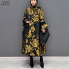 Gold Flowers Jacquard Korean Style Woman Winter Loose Fit Chic Dress Big Size Turtleneck Girls Unique Casual Robe JJXD679
