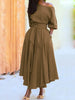 Women's S-2XL Size Slanted Shoulder Collar Tie Waist Style Solid Color Dress Leopard print maxi dresses for women