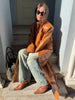 Brown Crocodile Embossed Faux Leather Trench Coat Lapel Single Breasted Straight Front Pockets Jacket Women Autumn Winter Fits