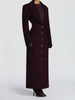 Women's Long Coat Slim V Neck Single Breasted Overcoats Shoulder Pad Maxi Jackets with Belt Winter Lady Commute Outwear