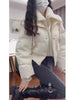 Autumn Winter Women Fake Two Pieces Padded Jacket Turn-down Collar Crop Down Jacket Korean Thick Parkas Outwears Designer