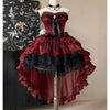 Victorian Sweet Elegant Lolita Dress Women Vintage Gothic Bow Ruffles Rose Trailing Princess Dress Y2k Cute Evening Party Dress