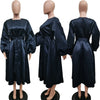 African Party Evening Dresses for Women Elegant Autumn Long Lantern Sleeve O-neck Midi Dress Birthday Dress for Women S-3XL