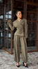 Chic Solid Lapel Coat Long Pant Suit Women Casual Full Sleeve Waist Cinching Blazer Wide-leg Pants Set Lady Daily Street Outfit