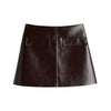 Vintage Women Leather Sets Lapel Single Breasted Jacket Slim Fit Mini Skirt Retro Fashin Female Suit Lady Jacket Skirt Sets