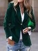 Elegant Velour Blazers Women Retro Single Button Suit Collar Jacket Blazer Coat Autumn Long Sleeve Simple Outerwear