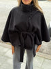 Women Solid Batwing Sleeve Outerwear Casual Stand-up Collar Waist Loose Long Sleeves Lady Jacket Lady Autumn Coats