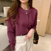 Knitted Cardigan Jacket Women Spring Autumn Round Neck Casual Cardigans Woman Solid Color Slim Korean Jumpers Female