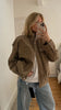 Women Casual Solid Cropped Suede Jacket Chic Stand Collar Zipper Pocket Loose Jackets Autumn Lady Commuter Outwear