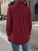 Autumn Winter Casual Single Breasted Pocket Jacket Solid Color Long Sleeve Corduroy Coats for Women Khaki Pink Red