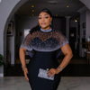 Women Short Cloak Sleeve Rhinestone Bodycon Long Dress Fall Vacation Evening Birthday Night Party Vestidos Sexy Dresses