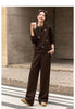 Two Pieces Set Woman Winter Casual Embroidery Sweatshirt Wide Leg Pants Fleece Lined Knitted Women Clothes Sets A3288