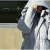 Printed Cotton Padded Coats Women Hooded Waist-Cinching Zipper Quilted Jackets Winter Casual Woman Outerwear