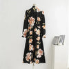 Autumn Spring Chiffon Dress Plus Size Women Casual Dresses Vestidos Female Vintage Printed Floral Full Sleeve A-line Long Dress