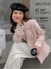 Elegant Plaid Women Blazer French Small Fragrance Raw Edges Tassel Suit Jacket Button Loose Casual Aesthetic Female Coat