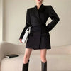Autumn High end Waist Slim Blazer Jacket Women Casual British Mid Length Black Suit Coat Woman Elegant Chic Office Blazers