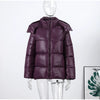 Solid Hooded Padded Jacket Women's Warm Long Sleeve Oversized Jacket Autumn Winter Lady High Street Outerwear