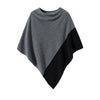 Asymmetric Knit Poncho Women Patchword Cape Top Female Soft Knitwear Spring Autumn Elegant Outfit