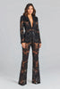 High Street Designer Runway Suit Set Women's Single Button Guipure Lace Blazer Flare Pants Set
