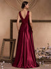 Elegant Sequins Evening Dress For Women Deep V-neck Satin Prom Party Green Dress Floor Length Blue Formal Gowns
